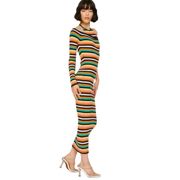 Monse Multicolor Striped One-Shoulder Dress - Picture 2 of 14